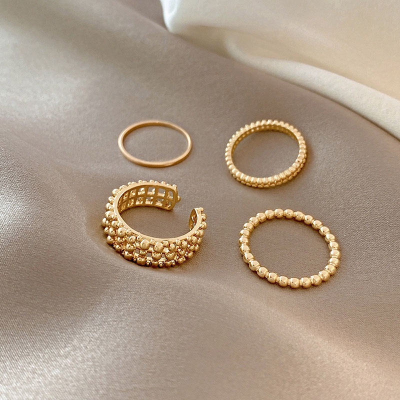 Shuling Retro Gold Color Rings Set 4 Pieces Fashion Women Ring