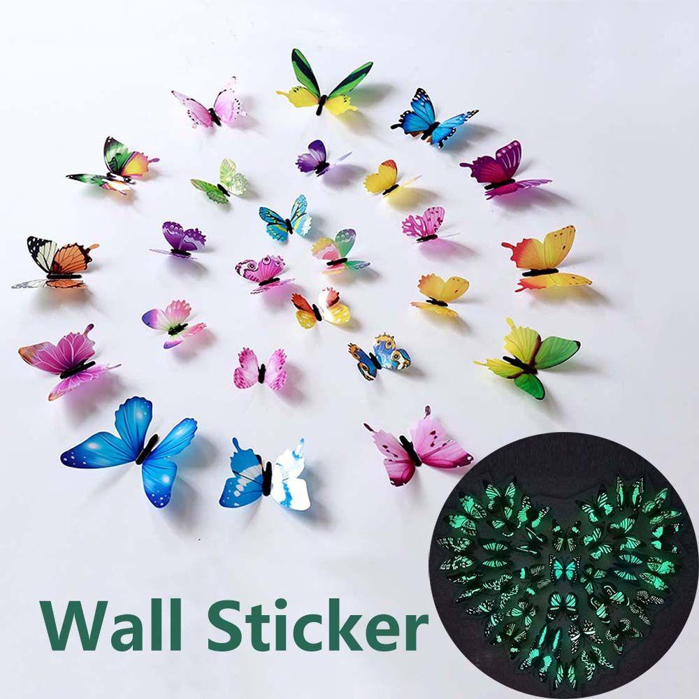 [Elegan] Bercahaya Stiker Dinding Ruang Tamu 12 Pcs/set Dekorasi Kamar DIY Luminous Wallpaper Dinding Decals