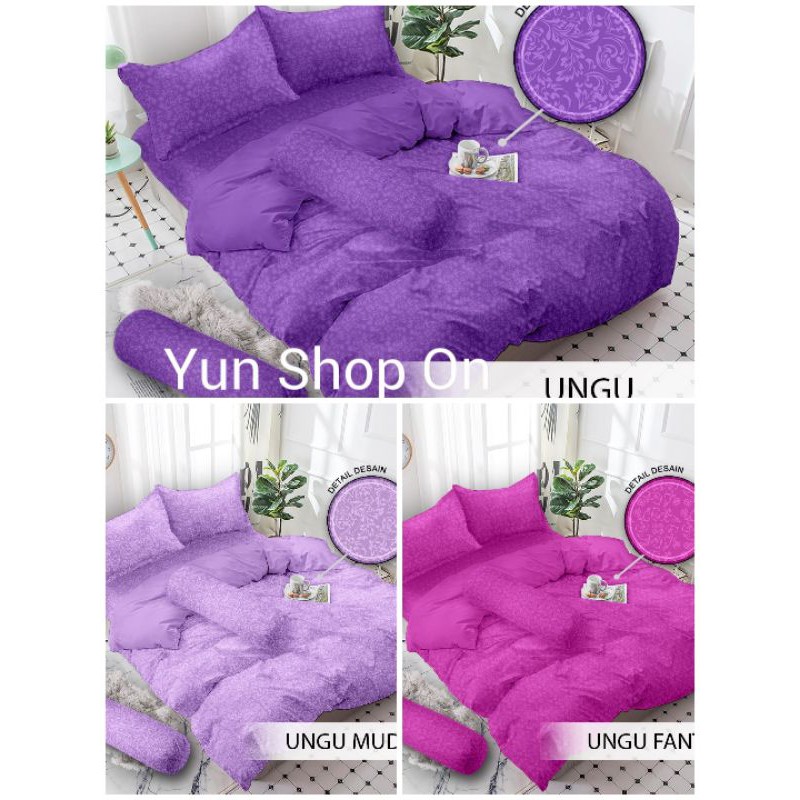 3kg Bedcover + Sprei 180x200x20 / 160 Embos Polos MONALISA UNGU MUDA FANTA