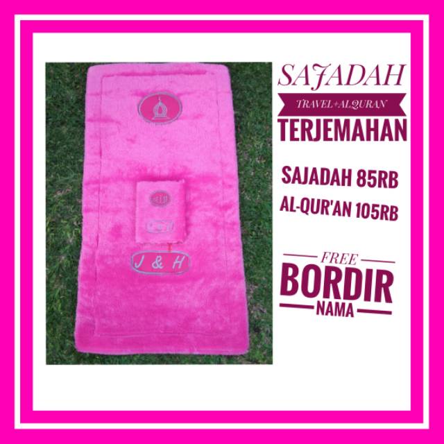 (COD) SAJADAH TRAVEL BULU LURUS  TANPA TAS + AL'QURAN TERJEMAHAN A5