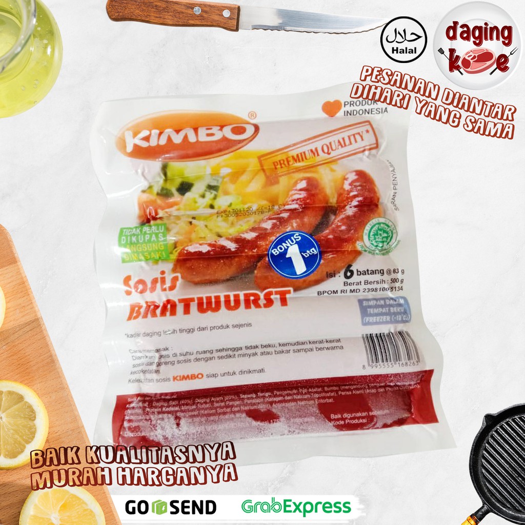 

SOSIS SAPI BRATWURST KIMBO ( isi 6 ) 500 gr DK037