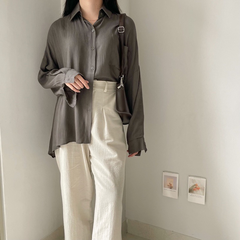 BEFAST - ZFS OOTD Wanita Kemeja DYAR / JOLENE XXL OVERSIZE POCKET RAYON DIAMOND SHIRT / Fashion Casual Wanita / Kem Lengan Panjang / Kemeja Kerja / OOTD Remaja Wanita / Atasan Kemeja Polos Formal