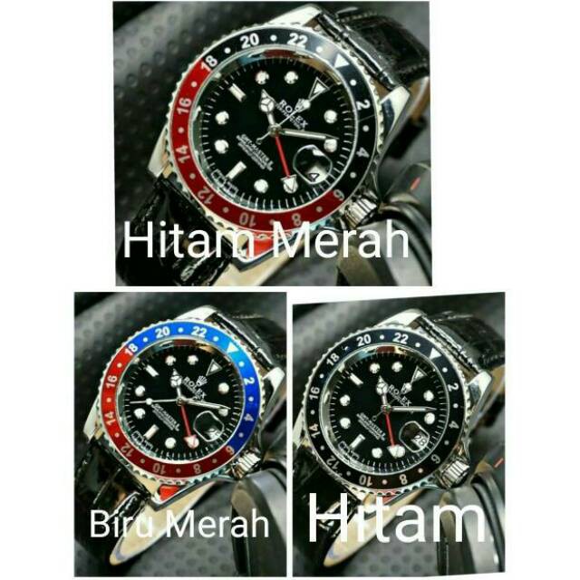 JAM TANGAN PRIA ROLEX GMT MASTER II ROLEX GMT AUTOMATIC KULIT ROLEX AUTOMATIC