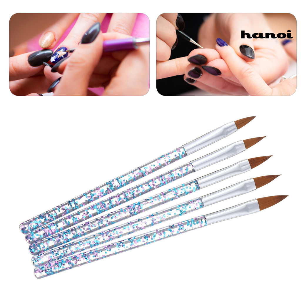 5pcs / Set Kuas Lukis Kuku Bahan Akrilik Bulu Lembut Untuk Nail Art