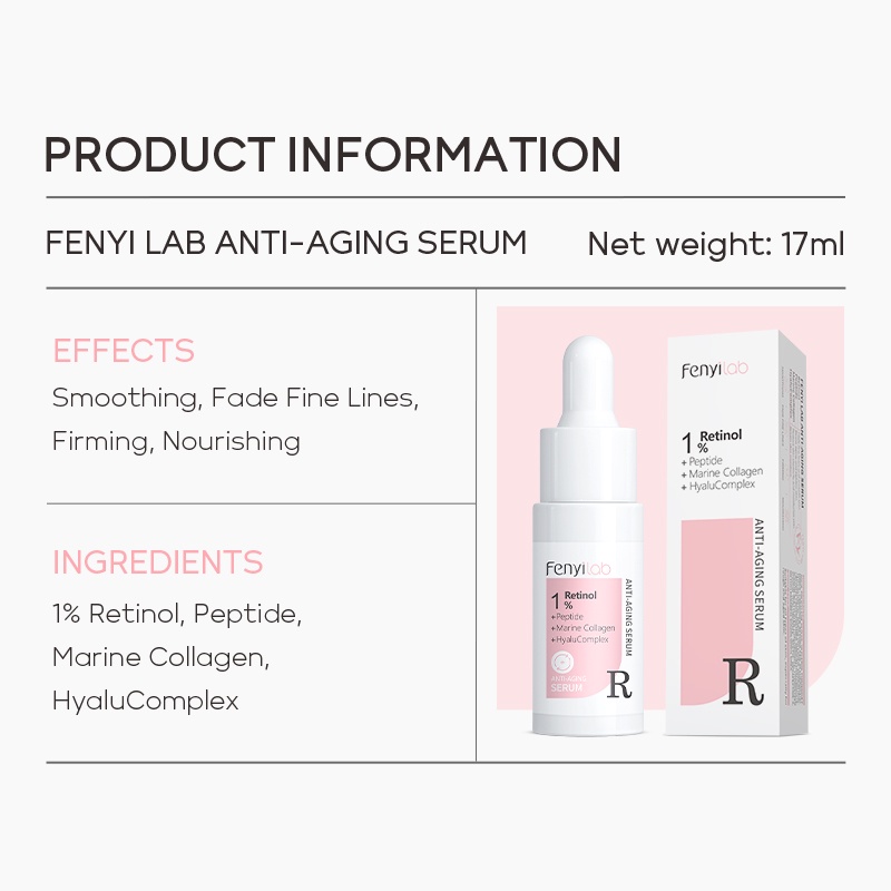 Fenyi Lab 1% Retinol Serum Anti Penuaan Esensial Kolagen Memudarkan Kerutan 17ml