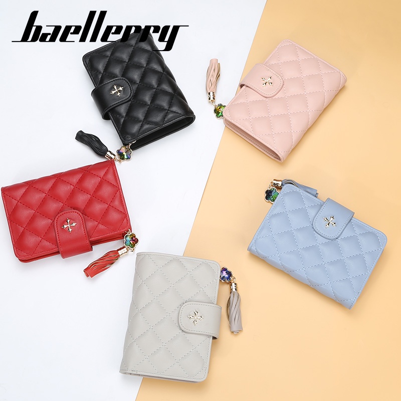 BAELLERRY N1815 Dompet Wanita Dompet Pendek Lipat Dompet Kartu Wanita Bahan Kulit PU Leather Premium WATCHKITE WKOS