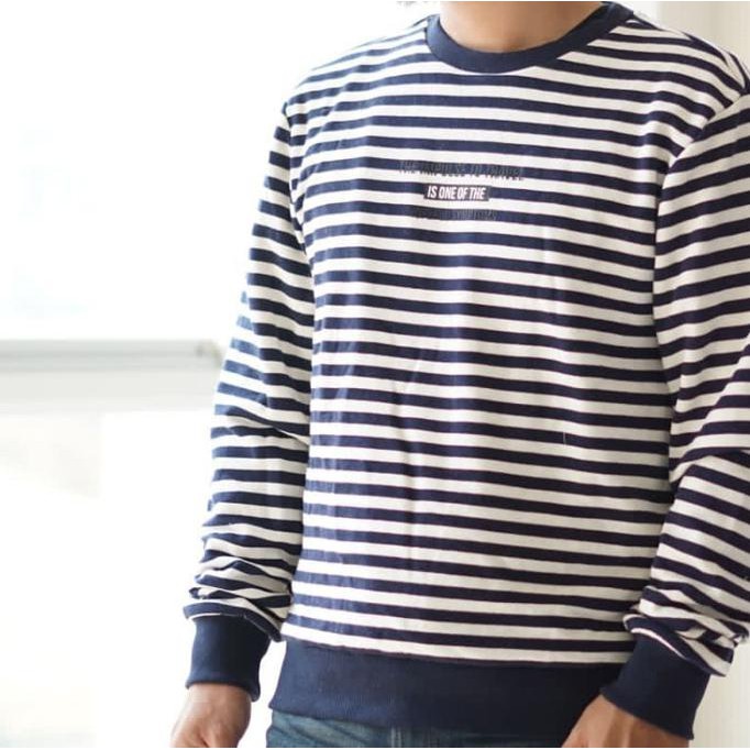 Sweater Korea By Frj Jeans "Hopeful Symptoms" Navy Strip 100% Original .Deevagrosir.Olshop