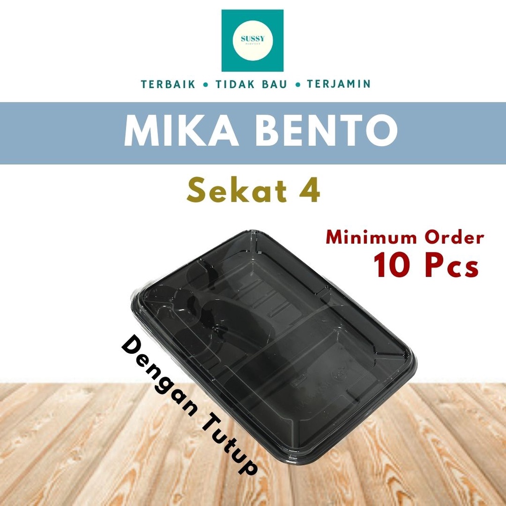 MIKA BENTO SEKAT 4 HITAM / BOX BENTO / TRAY BENTO