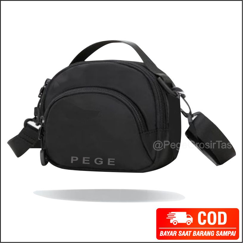 Pege 8863 - Tas Selempang Pria Korea Slempang Mini Cowok SLingbag Bahu Kasual Hitam Distro