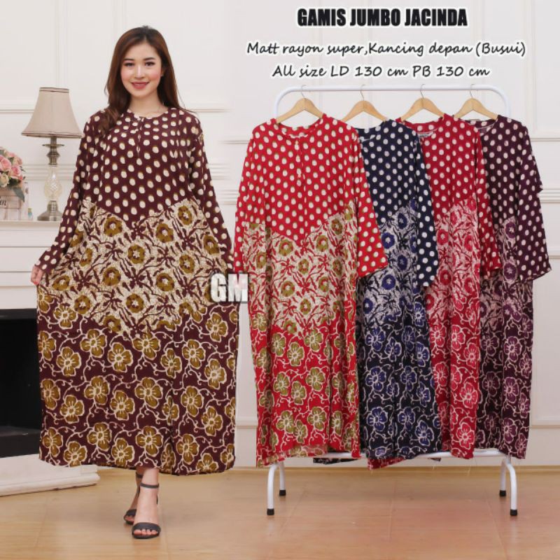 DASTER PANJANG JUMBO BUSUI DADA KANCING BATIK ADEM MURAH LENGAN PANJANG-LDJ. Jacinda