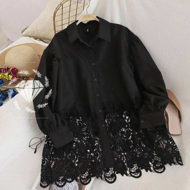 BLOUSE FREDERIKA, BRUKAT, MOSCREPE, BLOUSE ATASAN, 3 UKURAN