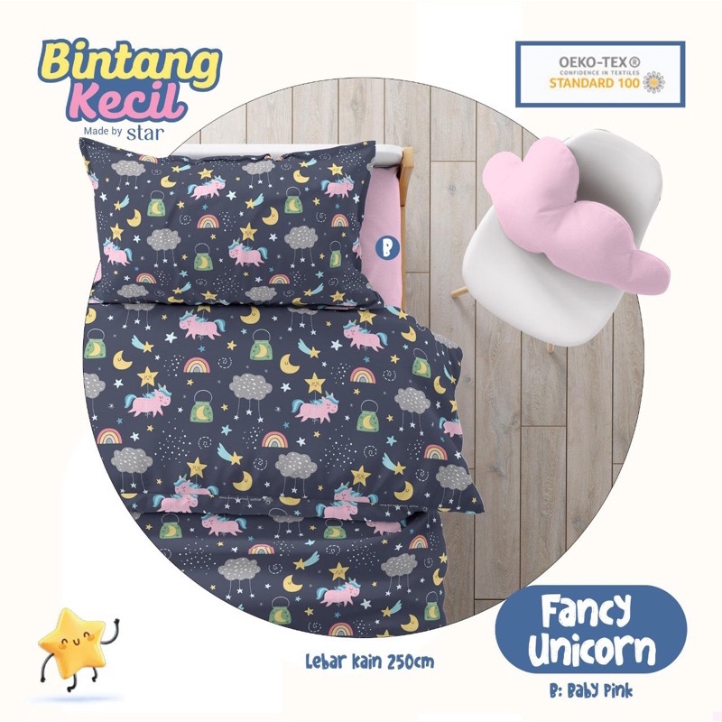 kain sprei meteran fancy unicorn bintang kecil star