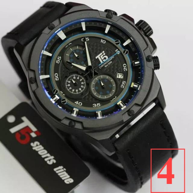 Jam Tangan Pria T5 H 3478 T5 H3478 original leather chronograph bergaransi free box
