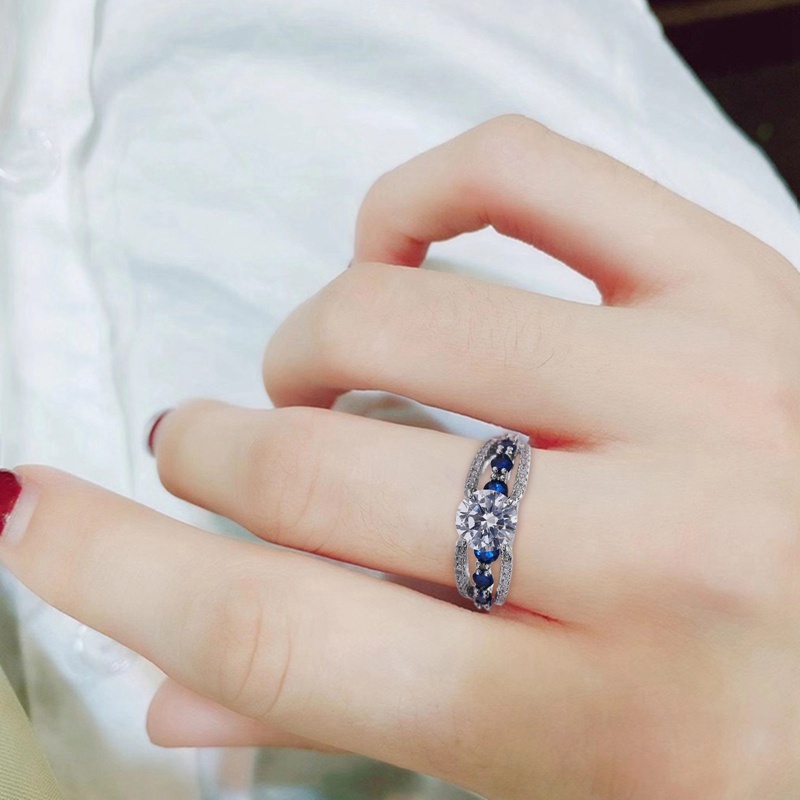 Fashion Versatile Female Finger Rings For Party Blue/White Cubic Zirconia Design Elegant Women Accessories Trends Jewelry|
