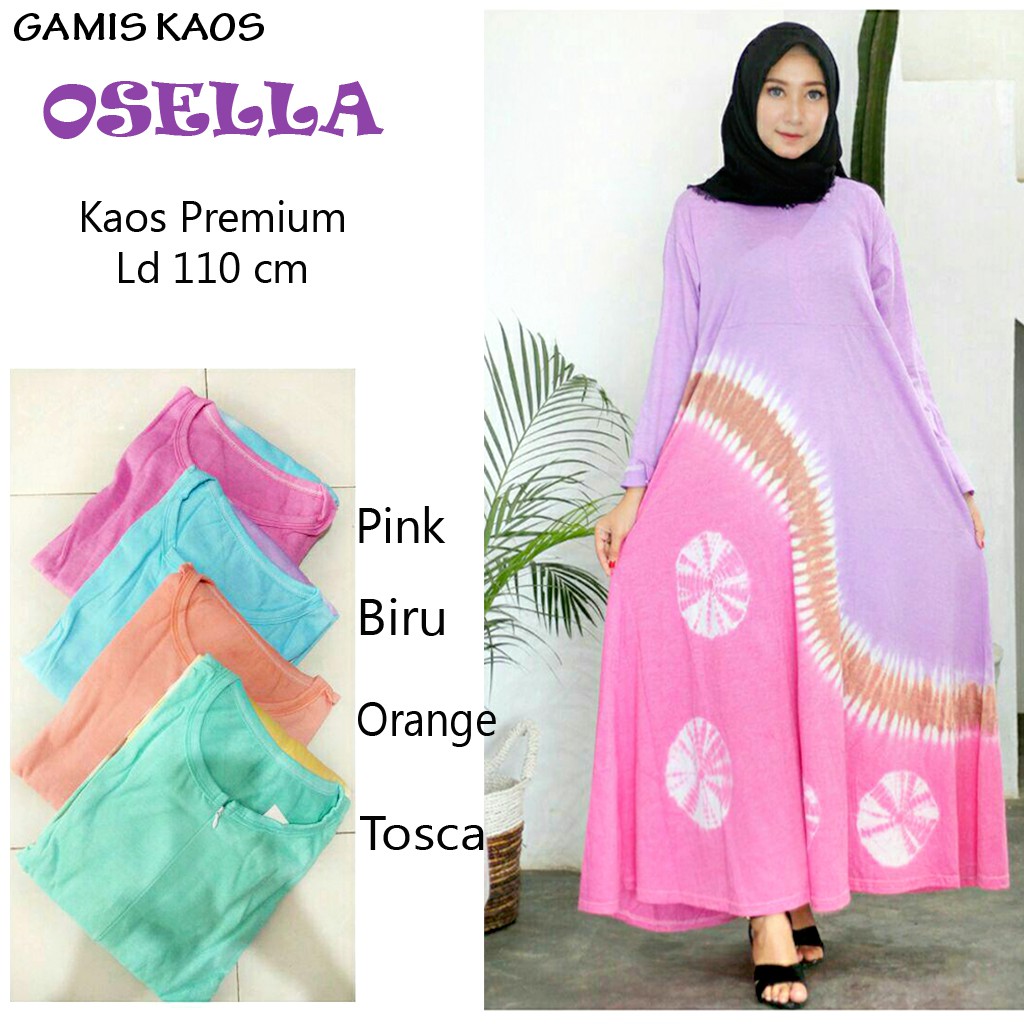  Gamis  kaos  oval osella jumputan busui  resleting depan 