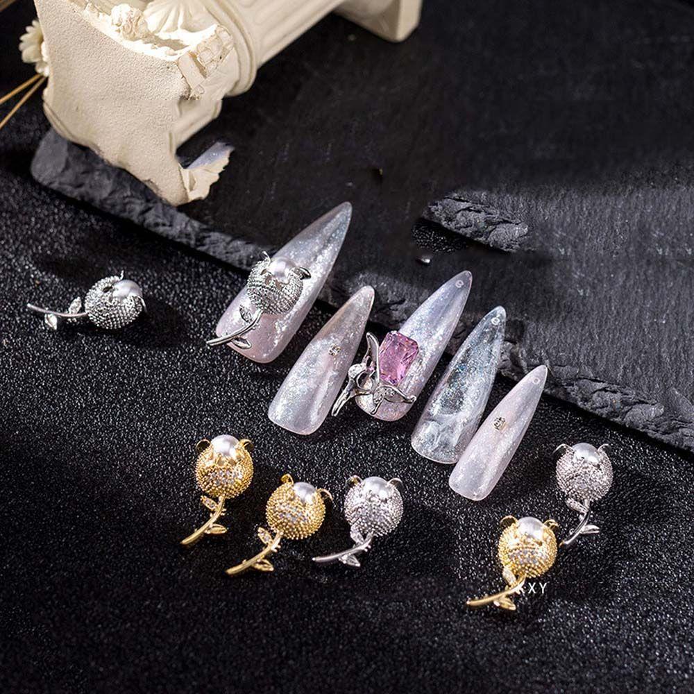 AUGUSTINA Agustina Nail Art Rhinestones 1Pc Fashion Mutiara Ornamen Kuku Permata Perhiasan Kristal Mengkilap Nail Art Dekorasi