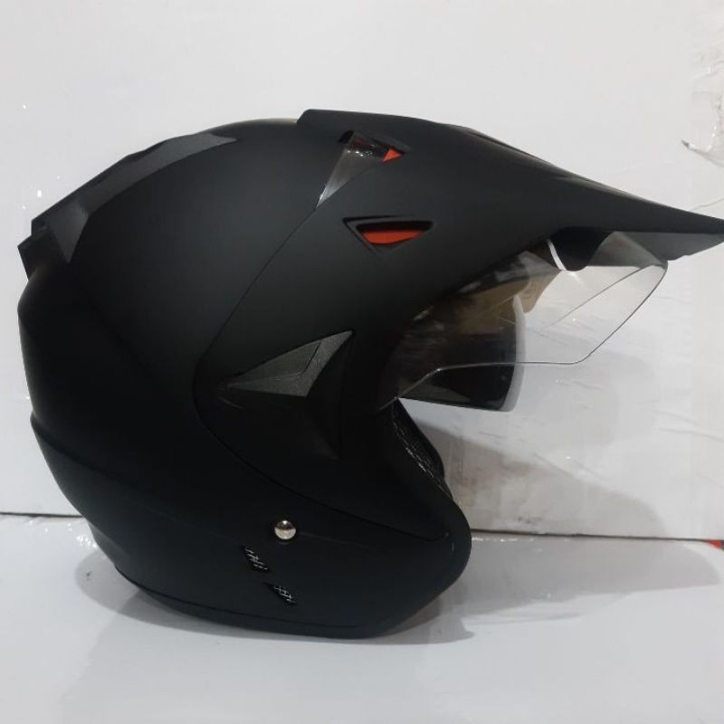 HELM SEMI CROSS HITAM DOFF BLACK DOFF