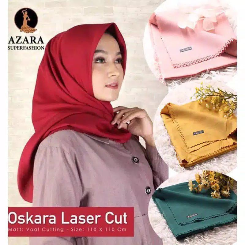 jilbab segi empat laser cut azara