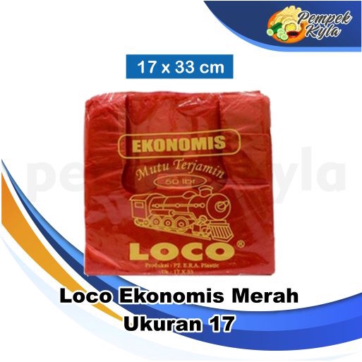 Kantong Plastik Kresek Loco Ekonomis 17 x 33 Merah isi 50 lembar