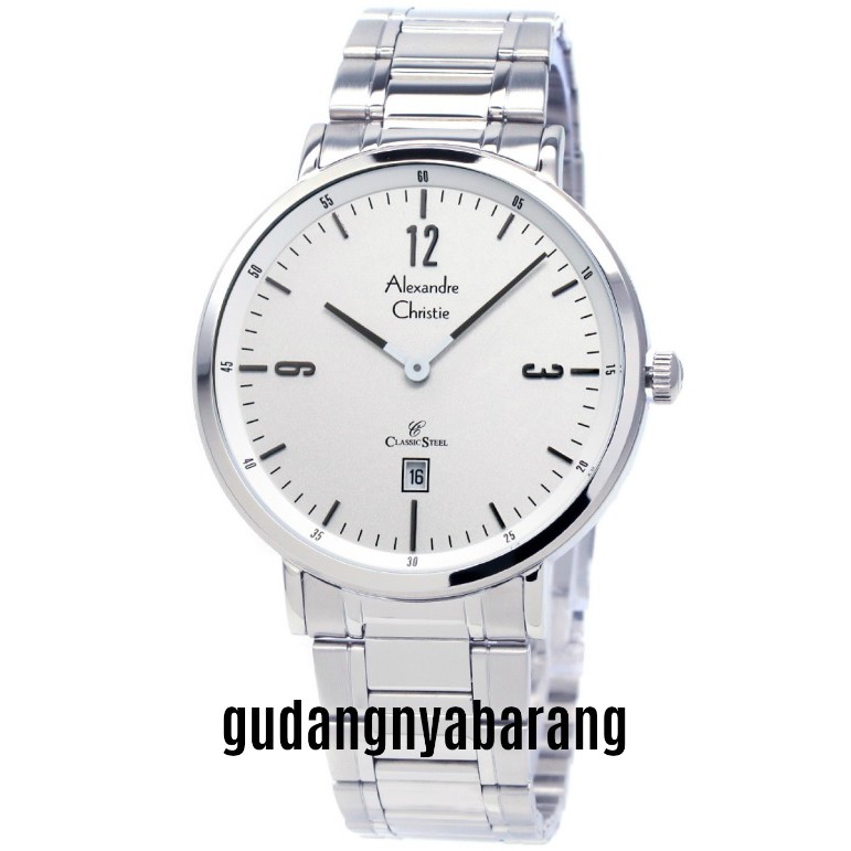 JAM TANGAN PRIA - LAKI - MAN ALEXANDRE CHRISTIE AC 8499 STAINLESS SILVER ORIGINAL