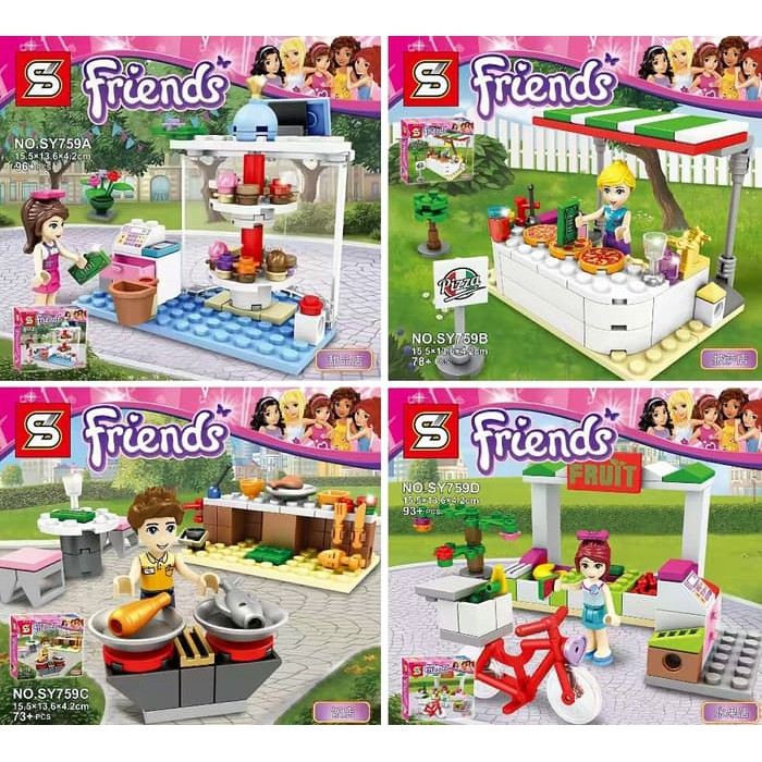 Mainan Edukasi Lego Friends SY 759 Mini Market Pasar Bazar 1 Set 4 Box