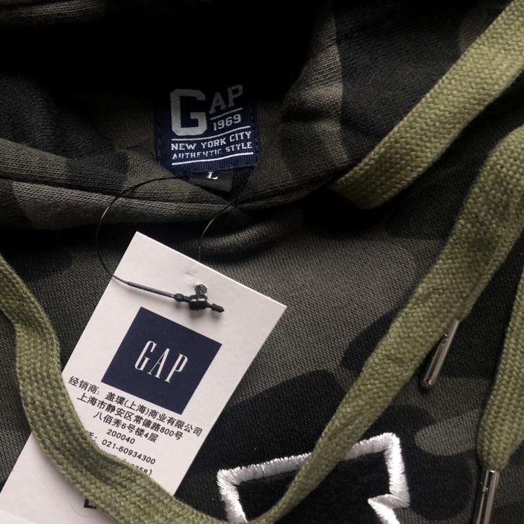 Best Seller.. Sweater Hoodie GAP Bordir Camo Hijau Army Import Full Tag Wash + Label Mirror