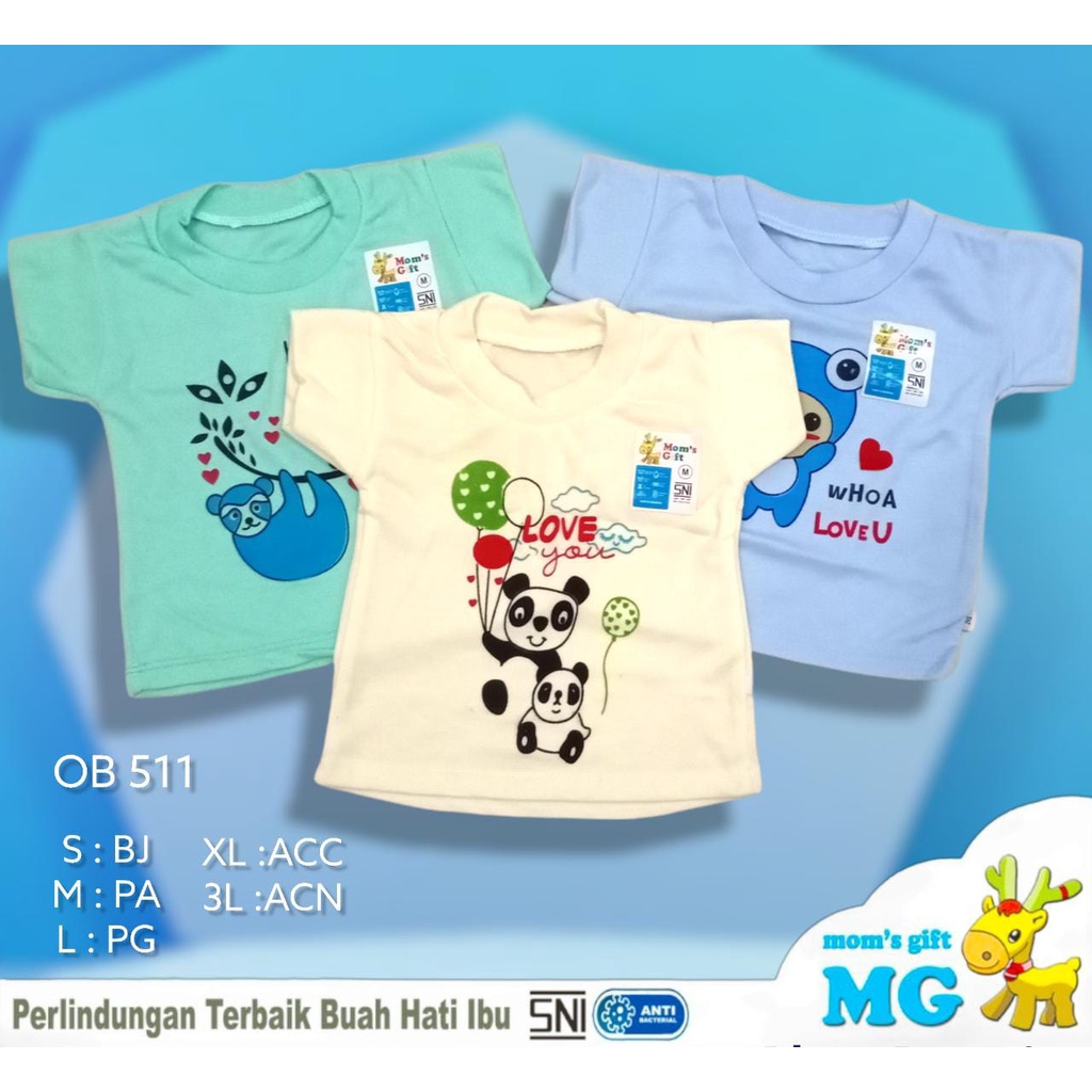 BAJU OBLONG ANAK/ BAYI LENGAN PENDEK SABLON PANDA GAJAH - MOMS GIFT