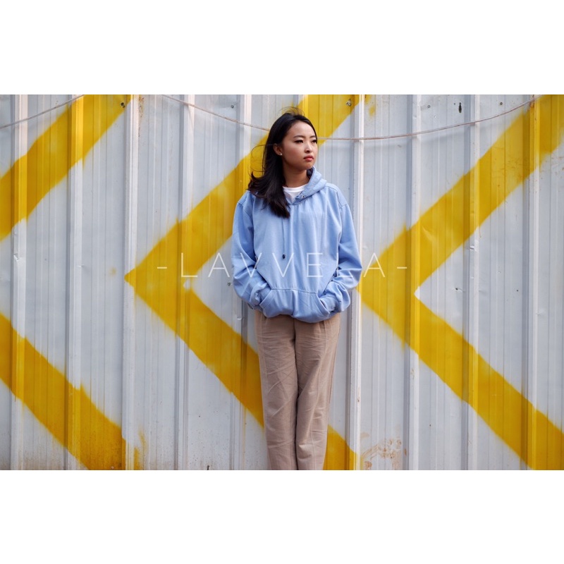 OVERSIZED HOODIE FLEECE CYAN LAVVELA