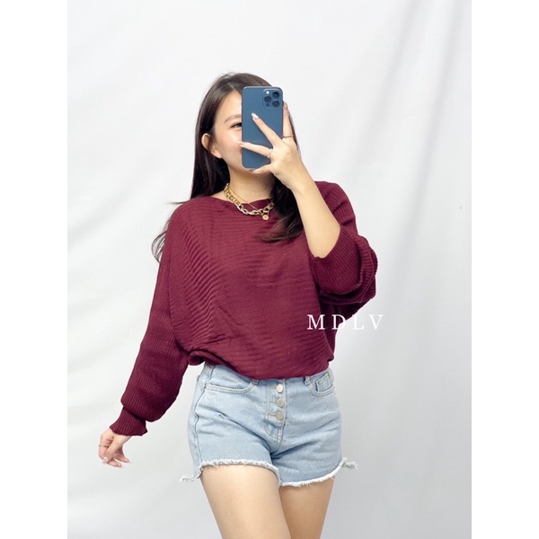 MDLV ~ BATWING RAJUT // ATASAN RAJUT LENGAN PANJANG CEWEK // FASHION WANITA