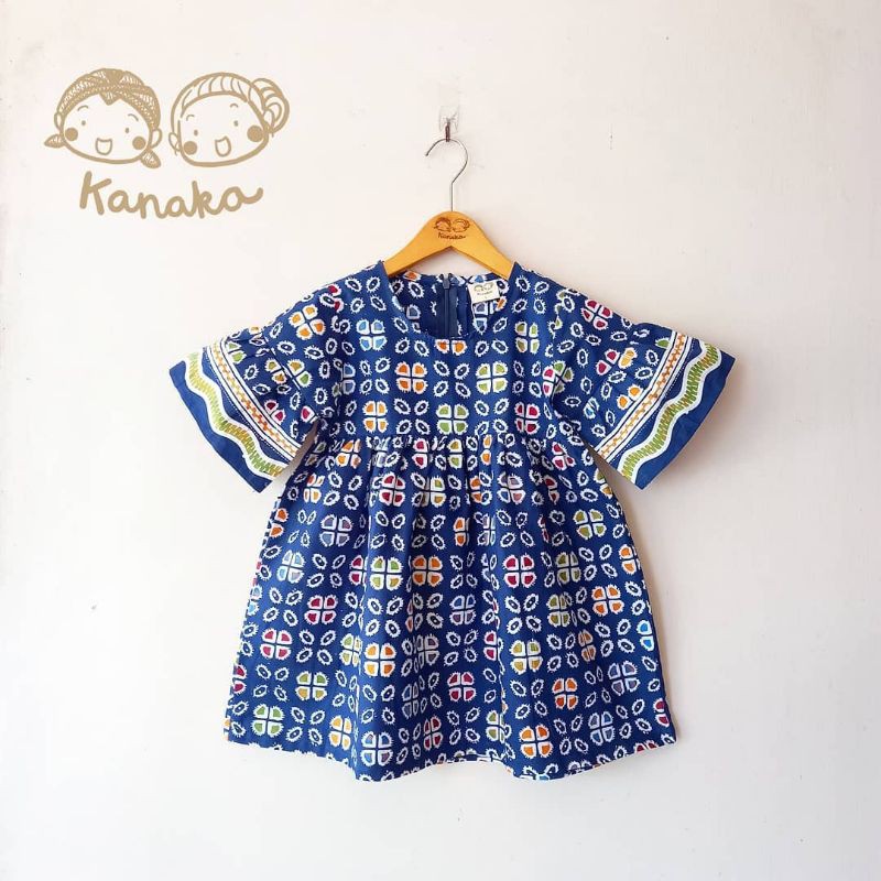 Batik Anak Kirana Jumputan Navy Dress