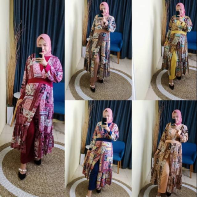 setcel setelan celana  etnik  motif abstrak Shopee Indonesia