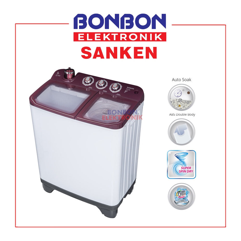 Sanken Mesin Cuci 2 Tabung 9KG TW 1155 FMR / TW 1155F MR FMR