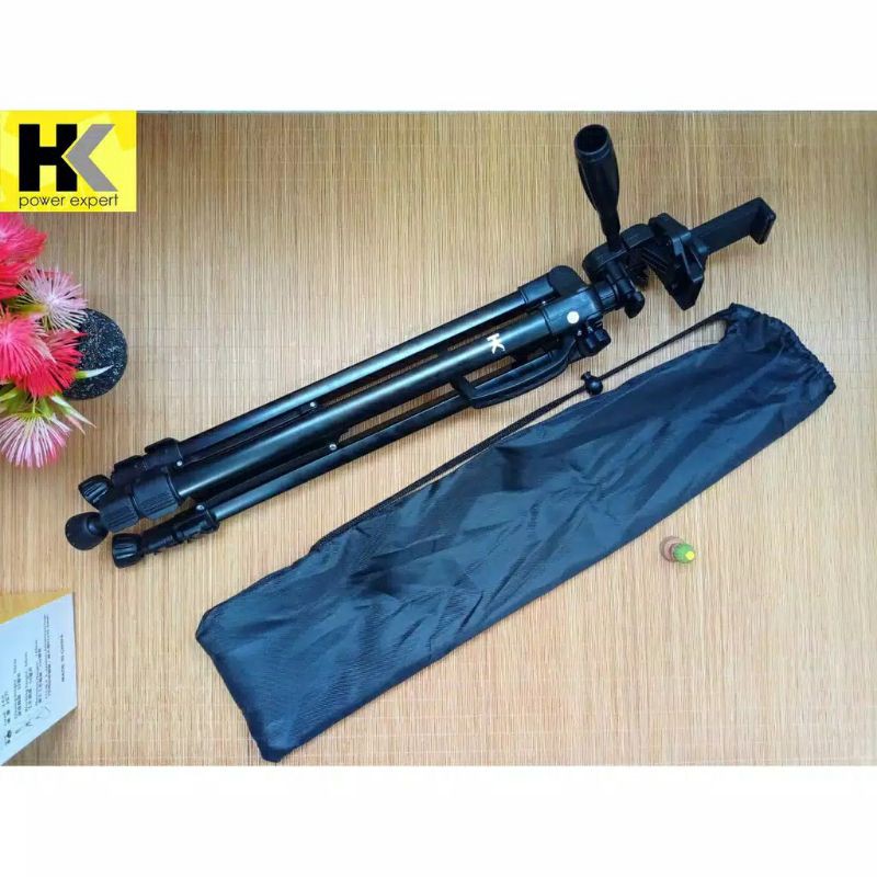 Tripod HK-168 Original 100% panjang 1.4 meter komplit set sesuai foto plus holder hp