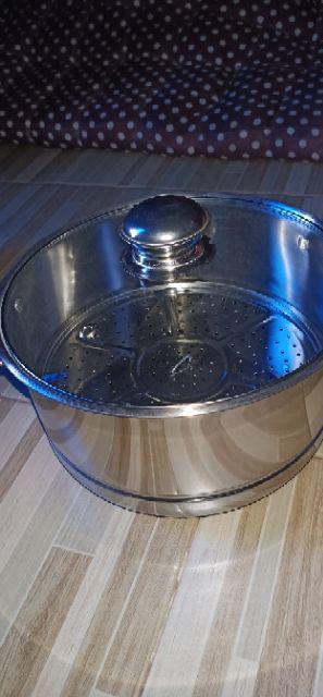 Dandang Steamer Kukusan Stainless Muliya Tutup Kaca 24 Cm
