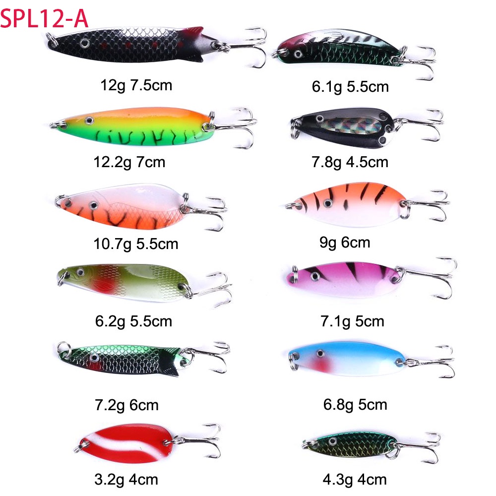 HENGJIA 30PCS/Pack Spoon Baits Spinner Fishing Lure 2g-12g Fishing wobbler Metal Lures Spinnerbait Artificial free with box