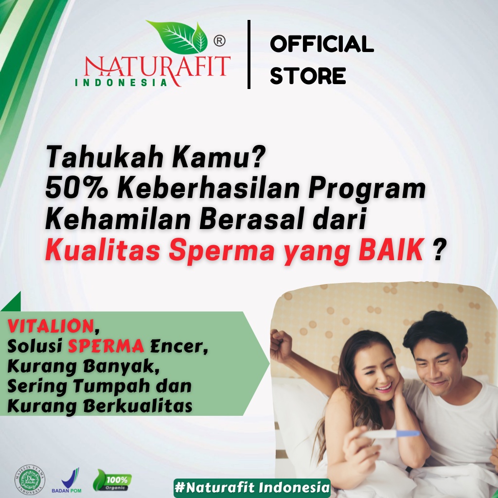 Vitalion Original Obat Herbal Stamina Pria, Meningkatkan Kualitas Sperma, Ejakulasi Dini, Lemah Syahwat, Promil, Menyuburkan Sperma Pria, Mempercepat Program Hamil, isi 60 kapsul Naturafit BPOM-3