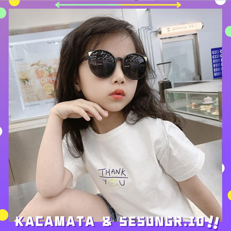 Anak-anak Lucu Bentuk Gadis Fashion Bingkai Bulat Kacamata Perlindungan UV - SG