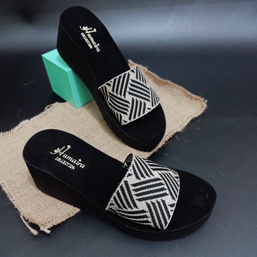 Sendal Wedges Selop Wanita Selop Rajut Terbaru Kekinian Sandal Wedges Wanita  - NESANH ARUMI