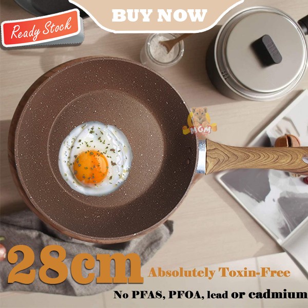 Wajan Teflon Marble Wok 28CM Anti Lengket Induction ready