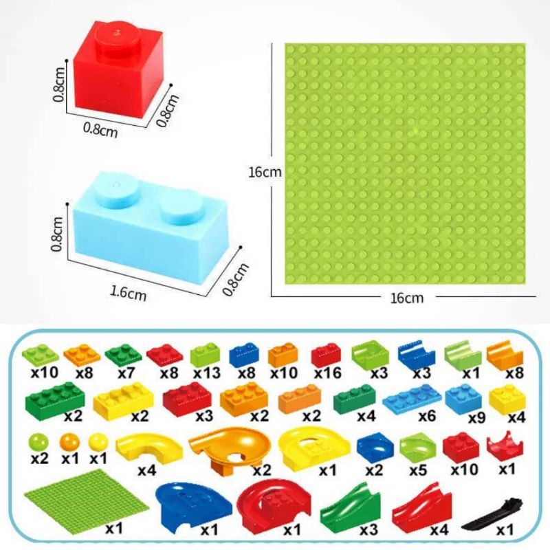 Mainan Anak 168 pcs DIY Small Funny Blocks Mini Track Slide Ball Building Brick Marble Race Run Maze Block Balok Susun