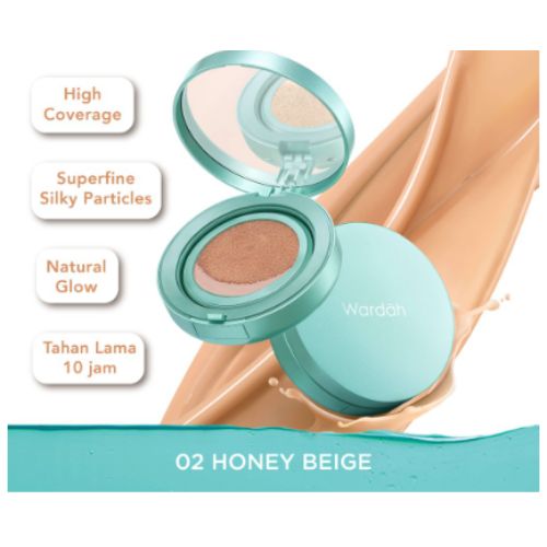 Wardah Exclusive Flawless Cover Cushion 02 Honey Beige 15g