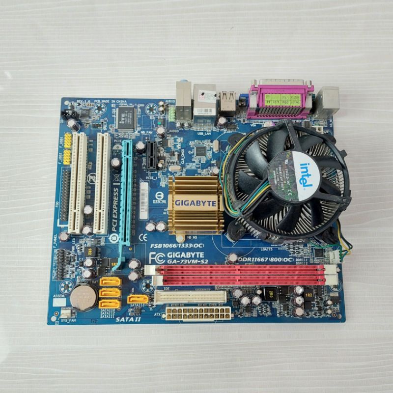 Paket Motherboard  Gigabyte GA-73VM-S2 Lga 775+Processor Intel core E4500+fan