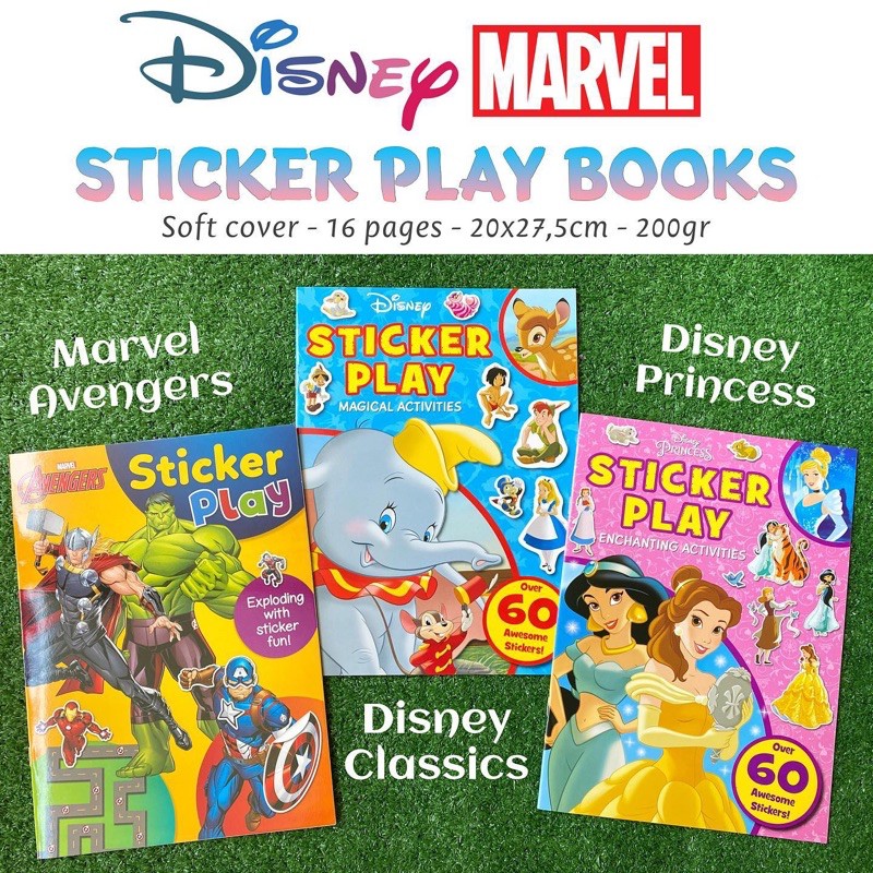 Disney classic princess marvel avengers frozen pixar sticker play books