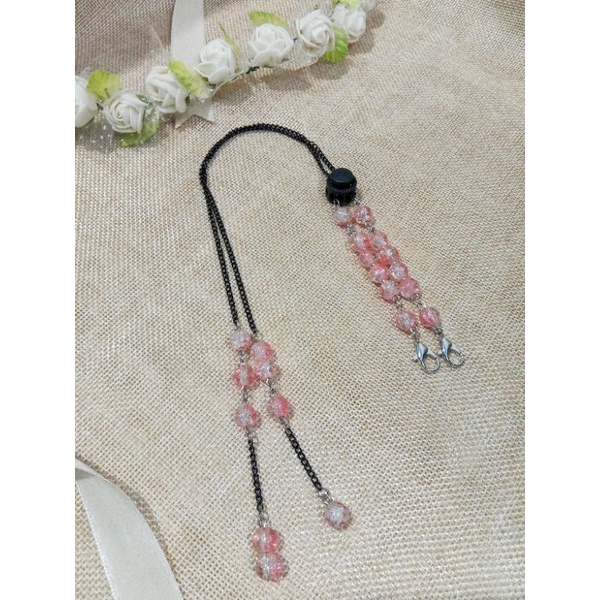 Konektor masker juntai manik kaca retak | konektor masker 2 in 1 | kalung masker | strap masker | ko