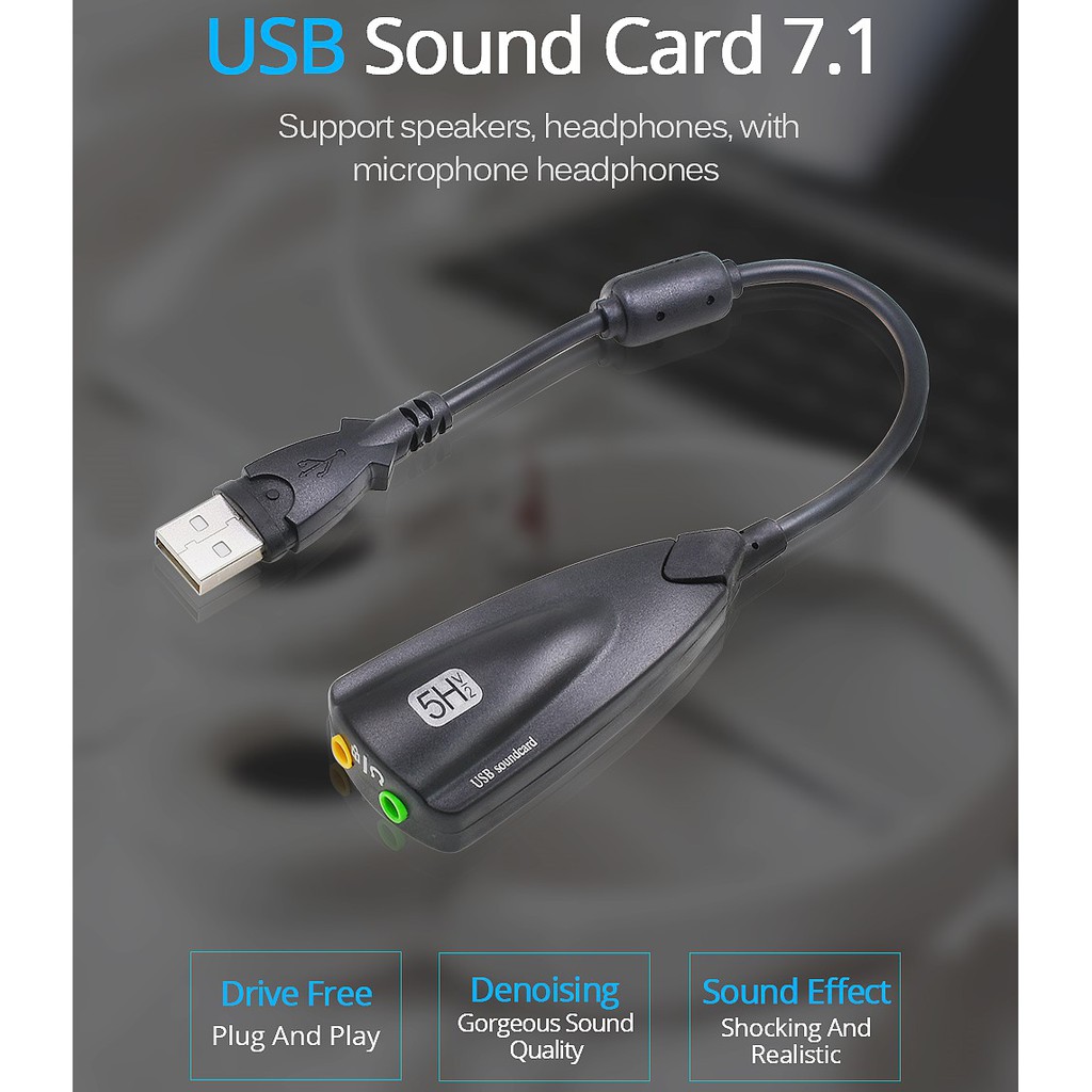 KABEL USB 2.0 Audio 7.1 Ch Sound Card Game 5HV2 BISA DI PC MAC ANDROID