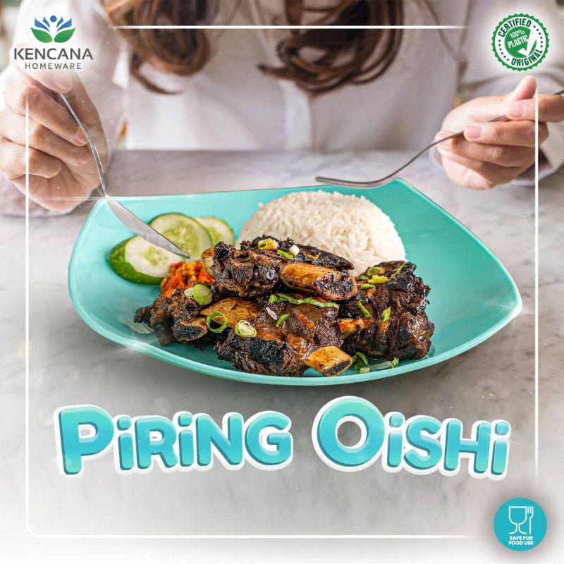 piring makan kotak segi 25 cm/piring makan plastik/piring makan nasi/piring plastik piring oishi Kencana