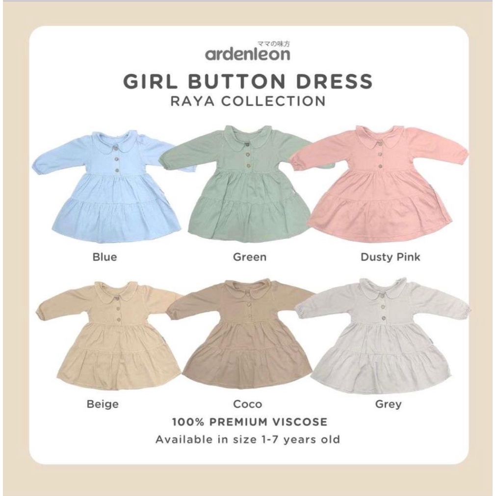 ArdenLeon GIRLS RAYA DRESS / Arden Leon DRESS RAYA COLLECTION Arden / Dress Anak Perempuan