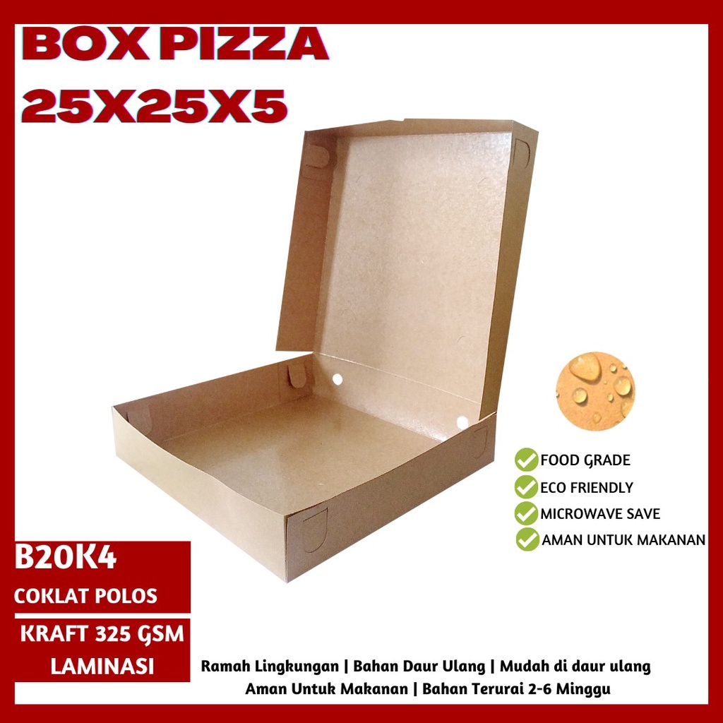 Box Pizza Dus 25x25x5 Tebal 325 Gsm Laminasi (B20K4-25X25X5 Cm)