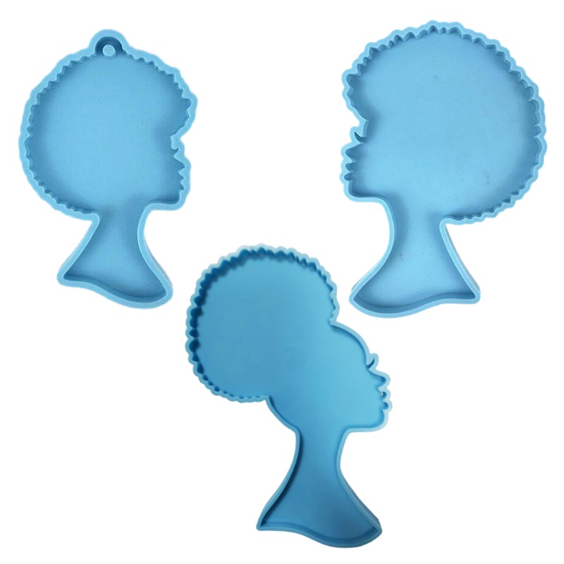 SIY  Super Glossy Woman Head Epoxy Resin Mold Keychain Pendant Casting Silicone Mould