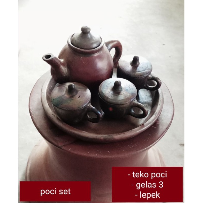 set teko poci tanah liat